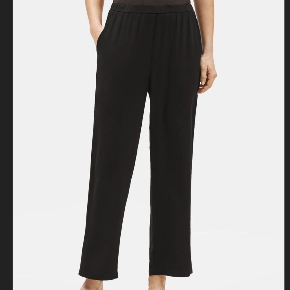 Eileen Fisher silk georgette ankle pants